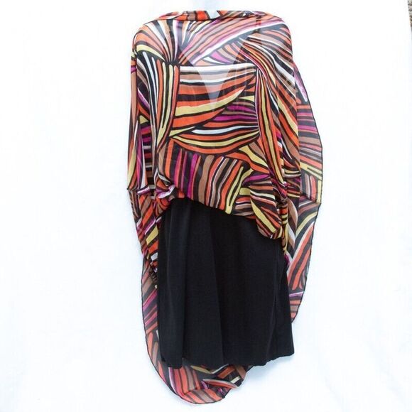 Vgt Y2K Does 70s Colorful Psychedelic Print XOXO Maxi Ring Strappy Dress Size S - Picture 7 of 13